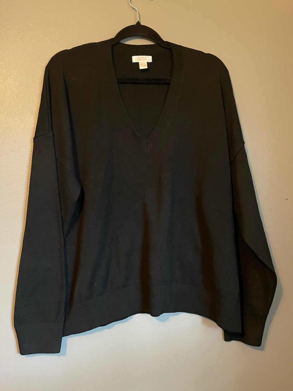 New Nordstrom Rack Sz 2X Womens Black V-neck Sweater Blouse Long Sleeve Top!